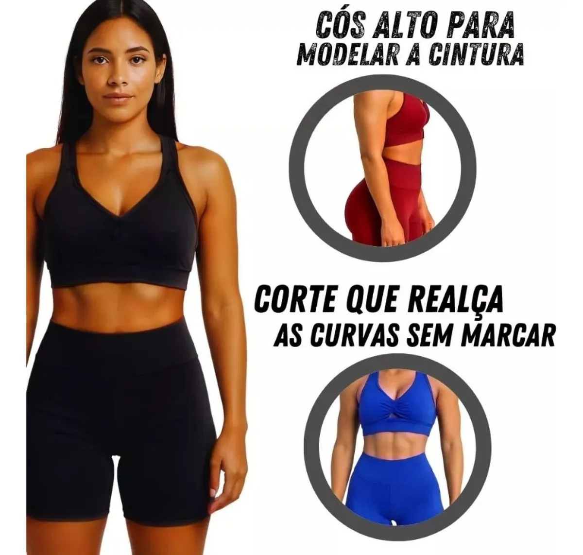 Conjunto Fitness Feminino S Bojo Short Top Academia Suplex - Imagem 2